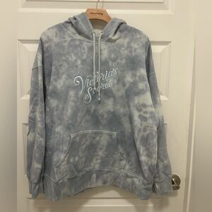 Victoria's Secret Gray Tie-Dye hooded Sweatshirt Graphic Logo XL